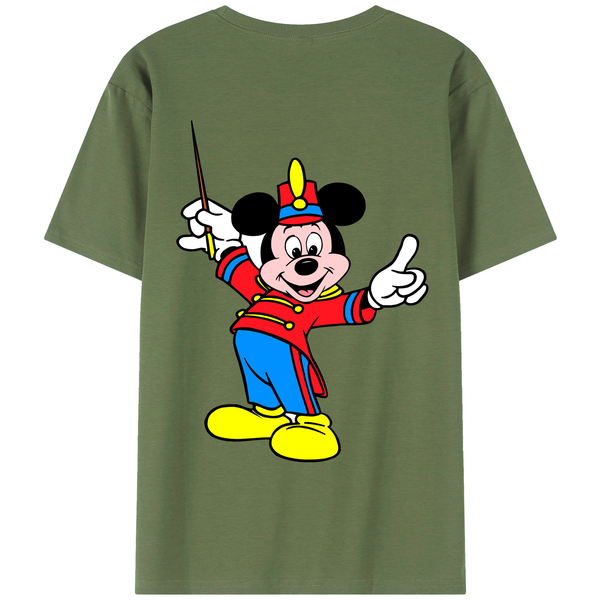 ミッキーマウス Mickey Mouse 綿100％ メンズ半袖Tシャツ（バックプリント） 通気性